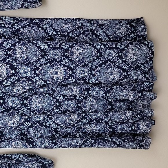 American Eagle Outfitters Blue Print Peasant Style Mini Dress M - Picture 12 of 15